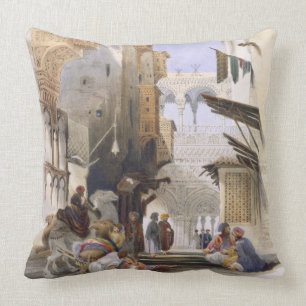 Street Leading to El Azhar, Grand Cairo, pub. 1846 Throw Pillow