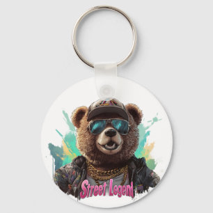 Street Legend Bear - Cool Graphic Design Keychain
