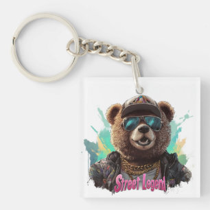 Street Legend Bear - Cool Graphic Design Keychain