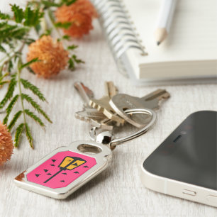Street Light and Moths Metal Keychain