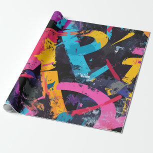 Street Mural with Layered Drips & Urban Color (1) Wrapping Paper