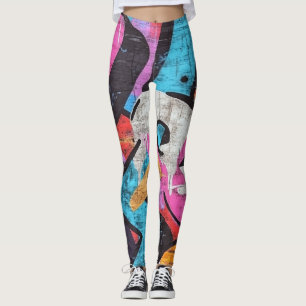 Street Mural with Layered Drips & Urban Color (2) Leggings