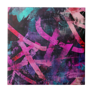 Street Mural with Layered Drips & Urban Color (4) Tile