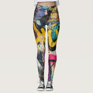 Street Mural with Layered Drips & Urban Color (5) Leggings