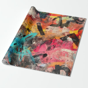 Street Mural with Layered Drips & Urban Color (7) Wrapping Paper