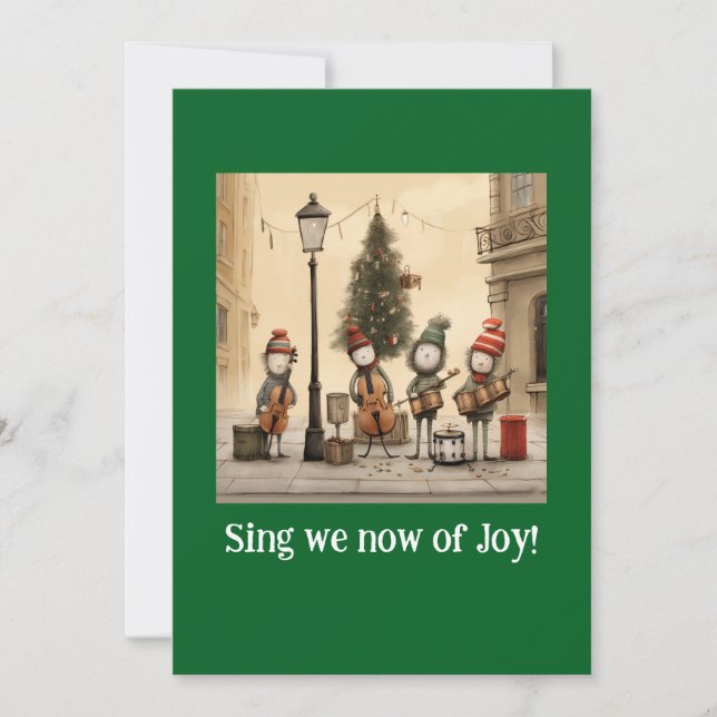 Street Musicians Holiday Greeting Card (Front)