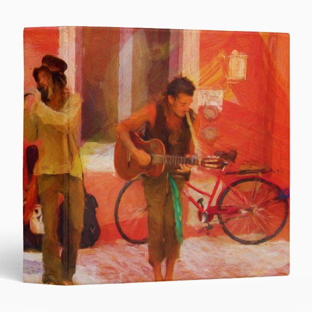 Street Musicians Playing Guitar Mandolin and Flute Binder (Front/Spine)