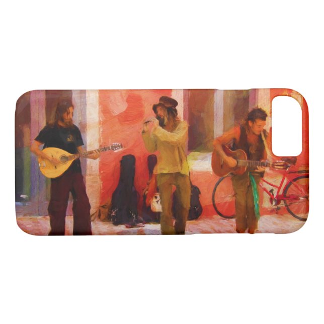 Street Musicians Playing Guitar Mandolin and Flute Case-Mate iPhone Case (Back (Horizontal))
