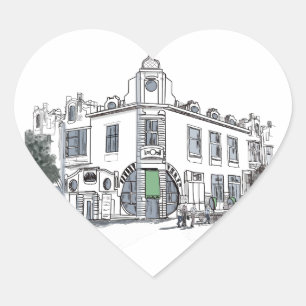 street of the old town heart sticker