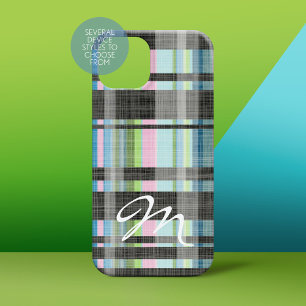 Street Plaid Pattern with monogram iPhone 16 Case