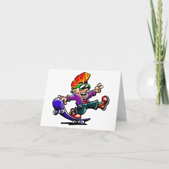 Street Punk Sur Un Skateboard Notes Cartes (Devant)