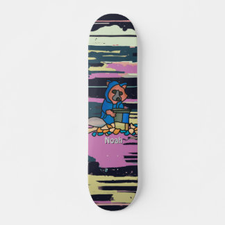 Street Raccoon Exploring Through A Trash Can | Fun Skateboard