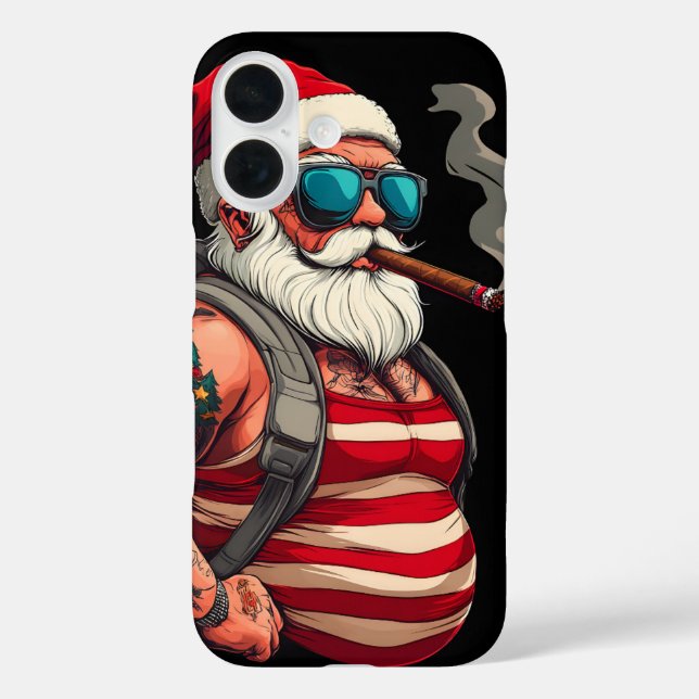 Street Rebel Tattooed Christmas Santa Claus Case-Mate iPhone Case (Back)