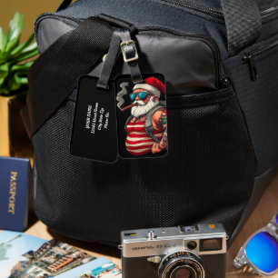 Street Rebel Tattooed Christmas Santa Claus Luggage Tag