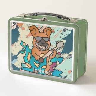 Street Retro Dog with Guitar | Funny  Metal Lunch Box