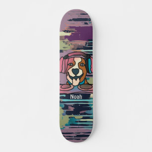 Street Retro Dog with Headphones Funny Skateboard