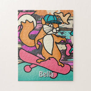 Street Retro Squirrel on Skateboard   Funny Jigsaw Puzzle