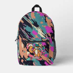 Street Retro Squirrel on Skateboard Funny Printed Backpack