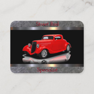 Street Rod Specialist Black, Red, Chrome Business Card