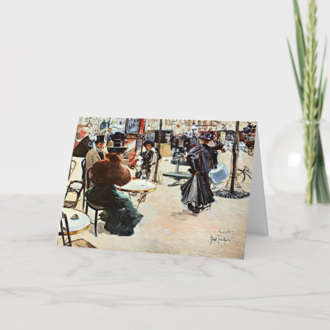Street Scene, Cafe Terrace, Paris Card (Front)