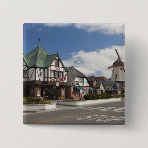 Street Scene from historic Solvang, 'The Danish 2 Inch Square Button