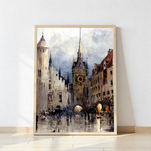 Street Scene in Munich, Ross Turner Poster