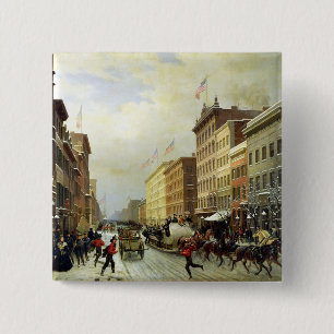 Street Scene in New York 2 Inch Square Button