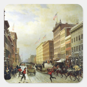 Street Scene in New York Square Sticker