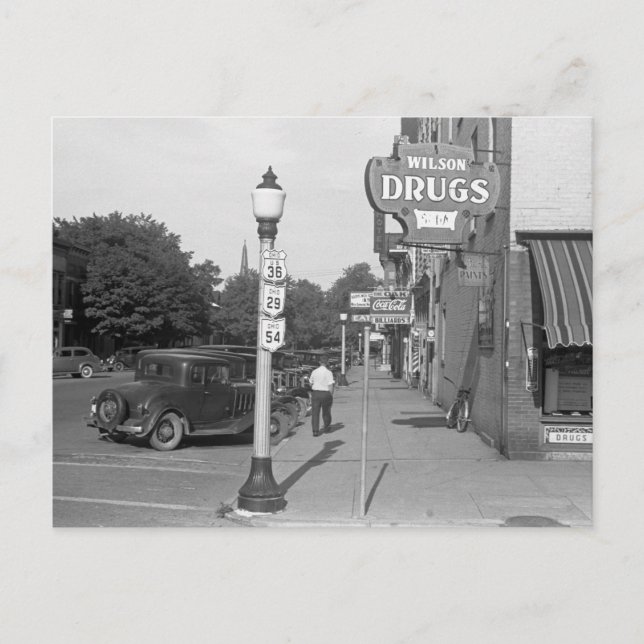 Street Scene Urbana, Ohio, 1938 Postcard (Front)