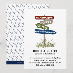 Street Sign 8th Grade Gradution Party Invitation