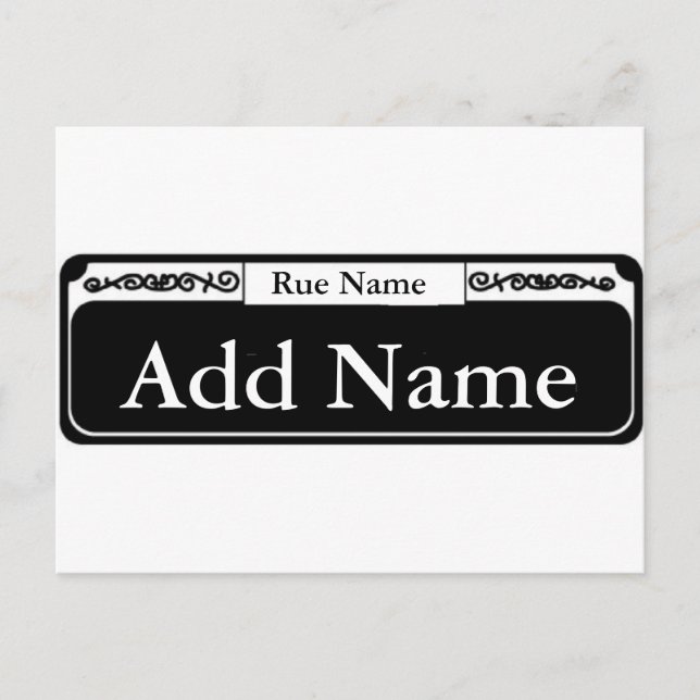 Street Sign Blank, Add Name, Rue Name Postcard (Front)