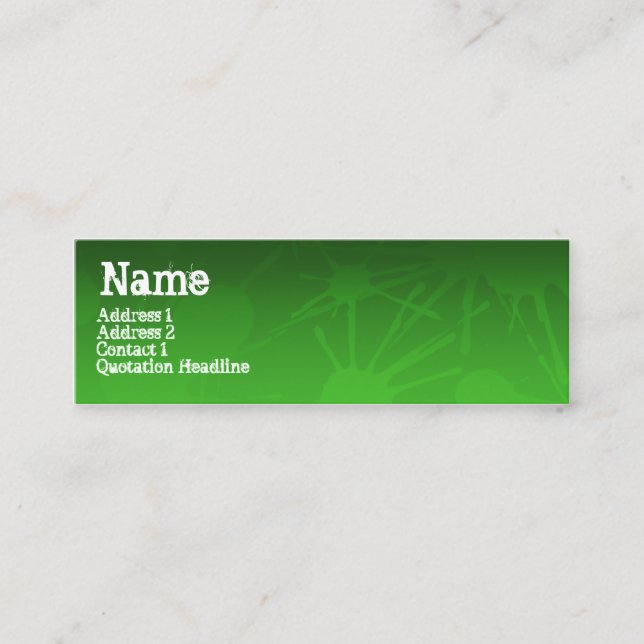 STREET SPLATTER green Mini Business Card (Front)