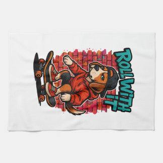 Street Style Beagle Skateboarding Graffiti Art Kitchen Towel