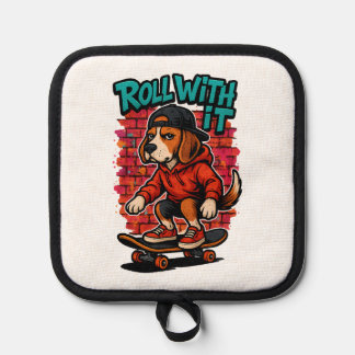 Street Style Beagle Skateboarding Graffiti Art Pot Holder