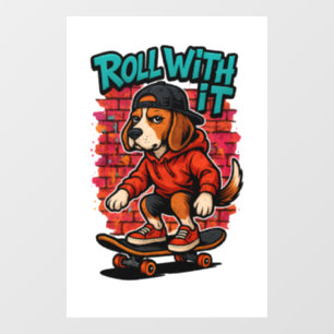 Street Style Beagle Skateboarding Graffiti Art Window Cling