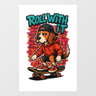 Street Style Beagle Skateboarding Graffiti Art Window Cling