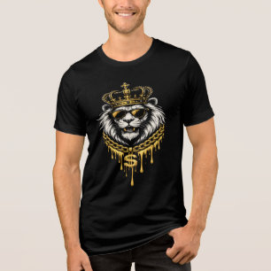 Street Style Fierce Lion With Crown and Chain Tri-Blend Shirt