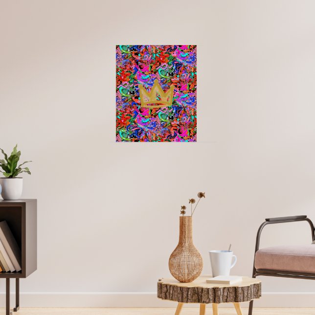 Street style graffiti with gold crown  poster (Living Room 3)