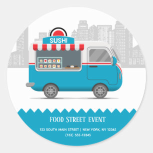 Street truck food sushi classic round sticker
