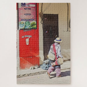 Street Vendor by Red Wall Jigsaw Puzzle