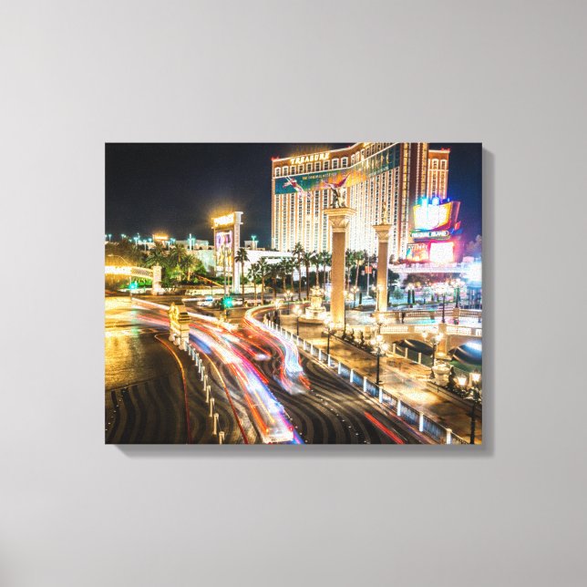 Street View of Las Vegas Nevada in the Evening Canvas Print (Front)