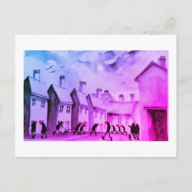 Street view Watercolour Art Postcard (Front)