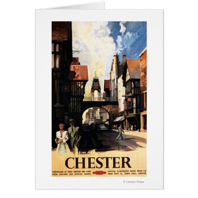 Street View with Couple & Tower Clock Rail (Front)