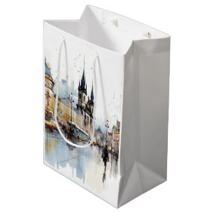 Street watercolor Prague Medium Gift Bag
