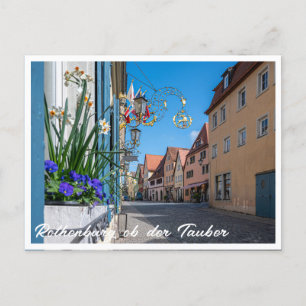Street with flowers in Rothenburg ob der Tauber Postcard