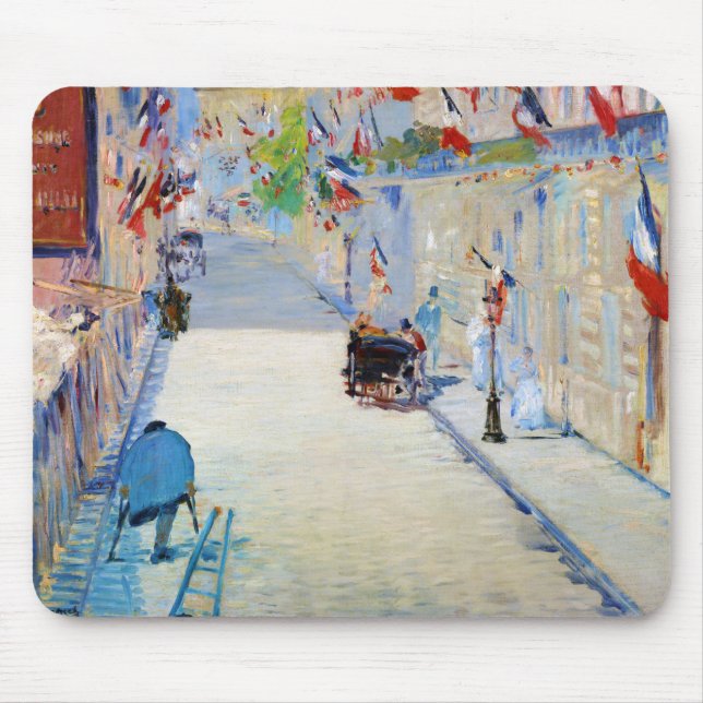 Street with French Flags, Manet Mouse Pad (Front)