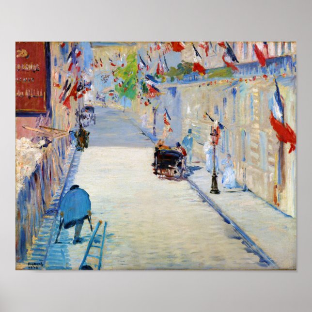 Street with French Flags, Manet Poster (Front)