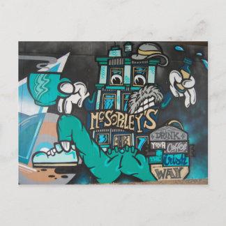 Streetart: crazy funny irish coffee Graffiti Postcard