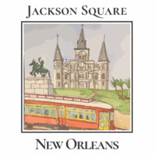 Streetcar and Jackson Square, New Orleans