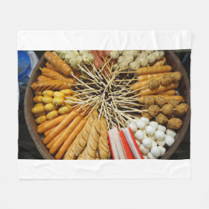 streetfood from a asian market fleece blanket